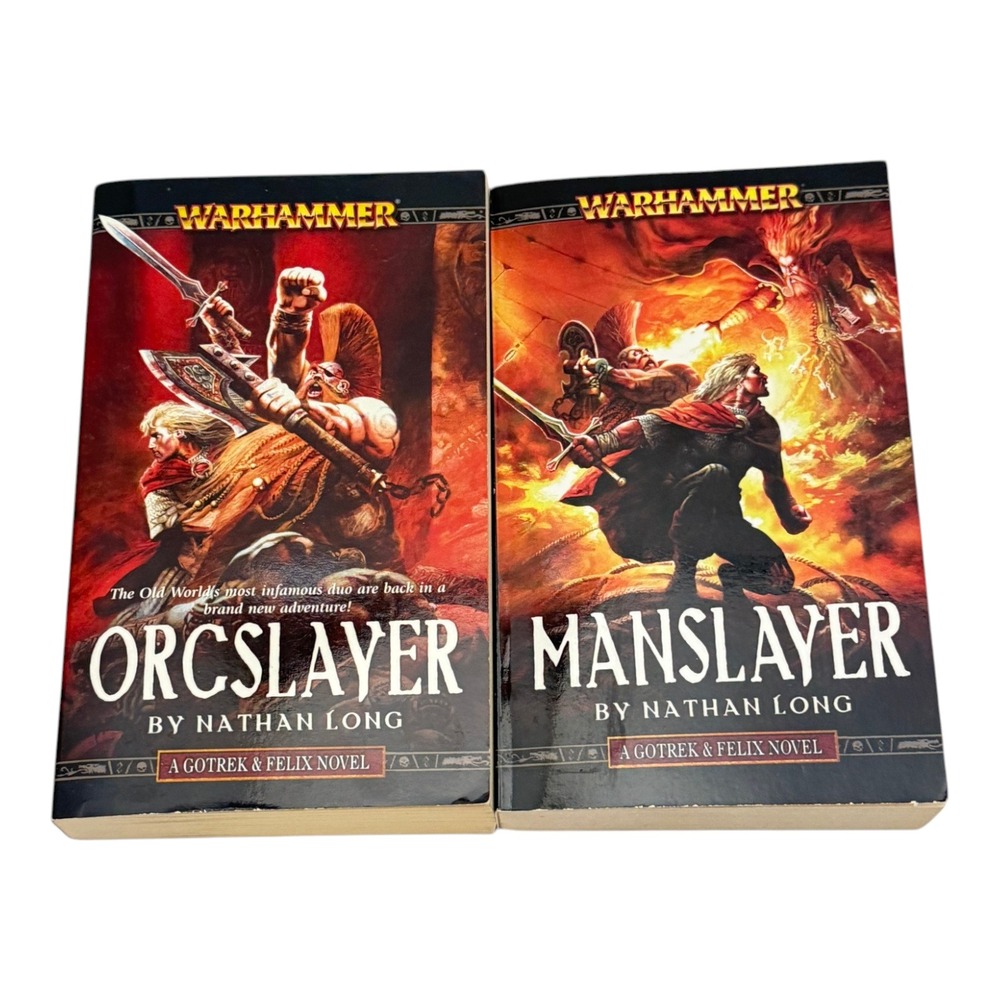 Warhammer Book Lot 2 PB Orcslayer #8 Manslayer #9 Nathan Long 1st Ed Books